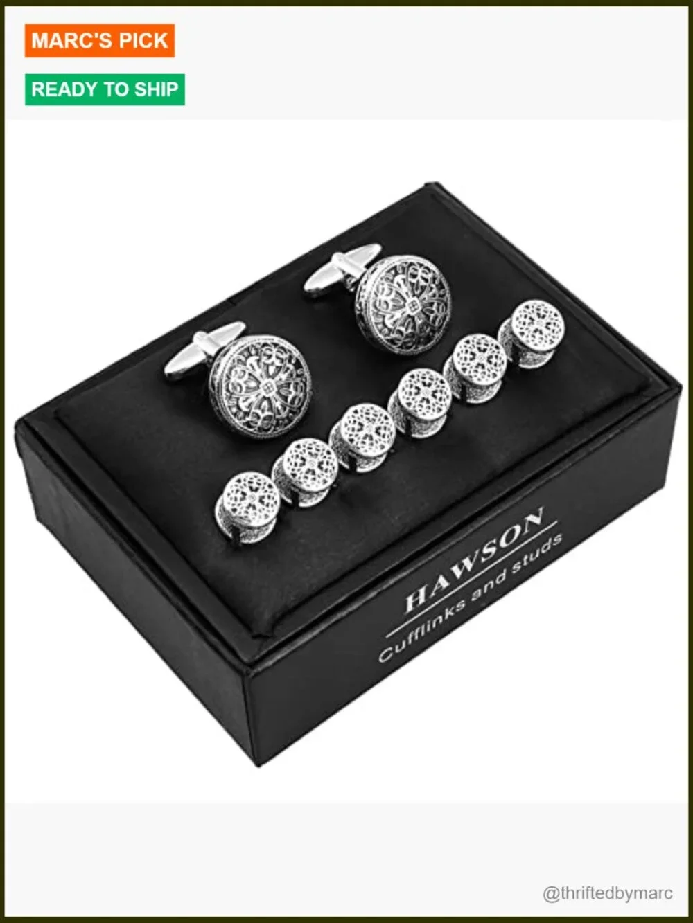 Vintage Enamel Carbon Fiber Tuxedo Cufflinks and Studs Set for Regular Wedding